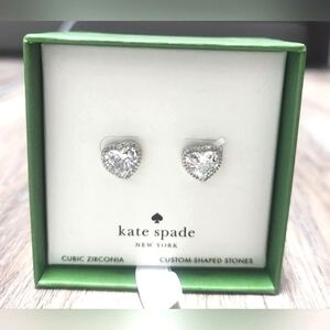 Kate Spade My Love Heart Shape Cubic Zirconia Stud Earrings - New In Box